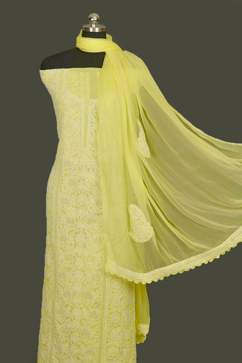 Yellow  full suit with pearl work